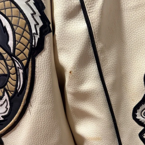 Cream Bomber Jacket with Dragon Embroidery - Picture 13 of 16